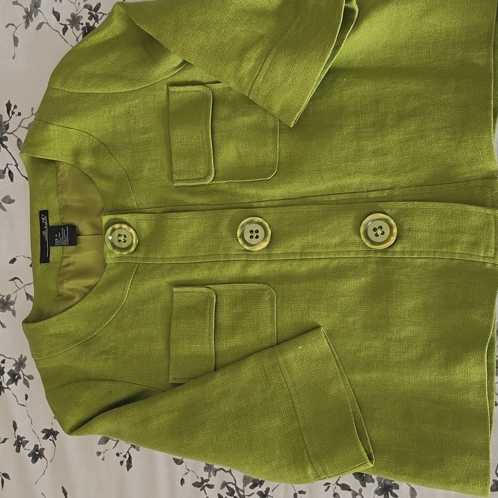 Willie Smith Crop Green Jacket, Linen  S
